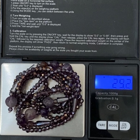 Handmade Amethyst Stone AB Purple Crystal Beads Lariat 40” Necklace - Picture 12 of 16